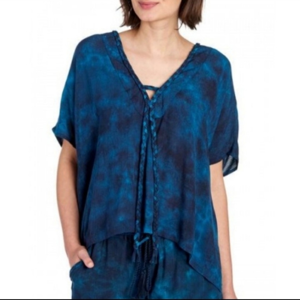 Sportelle tie dye box lace neck women's top